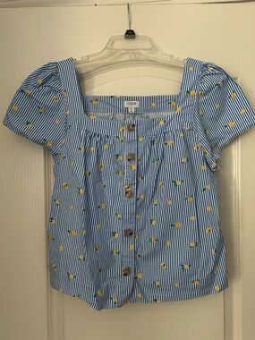 J.Crew square neck button down top, blue, M